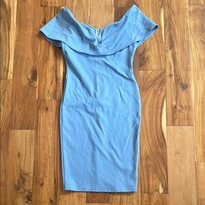 Elegant Blue Off-Shoulder Dress